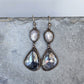 Two-Tone Gray Sapphire Statement Earrings- Sterling Silver and Copper Art Nouveau Dangles