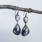 Two-Tone Gray Sapphire Statement Earrings- Sterling Silver and Copper Art Nouveau Dangles