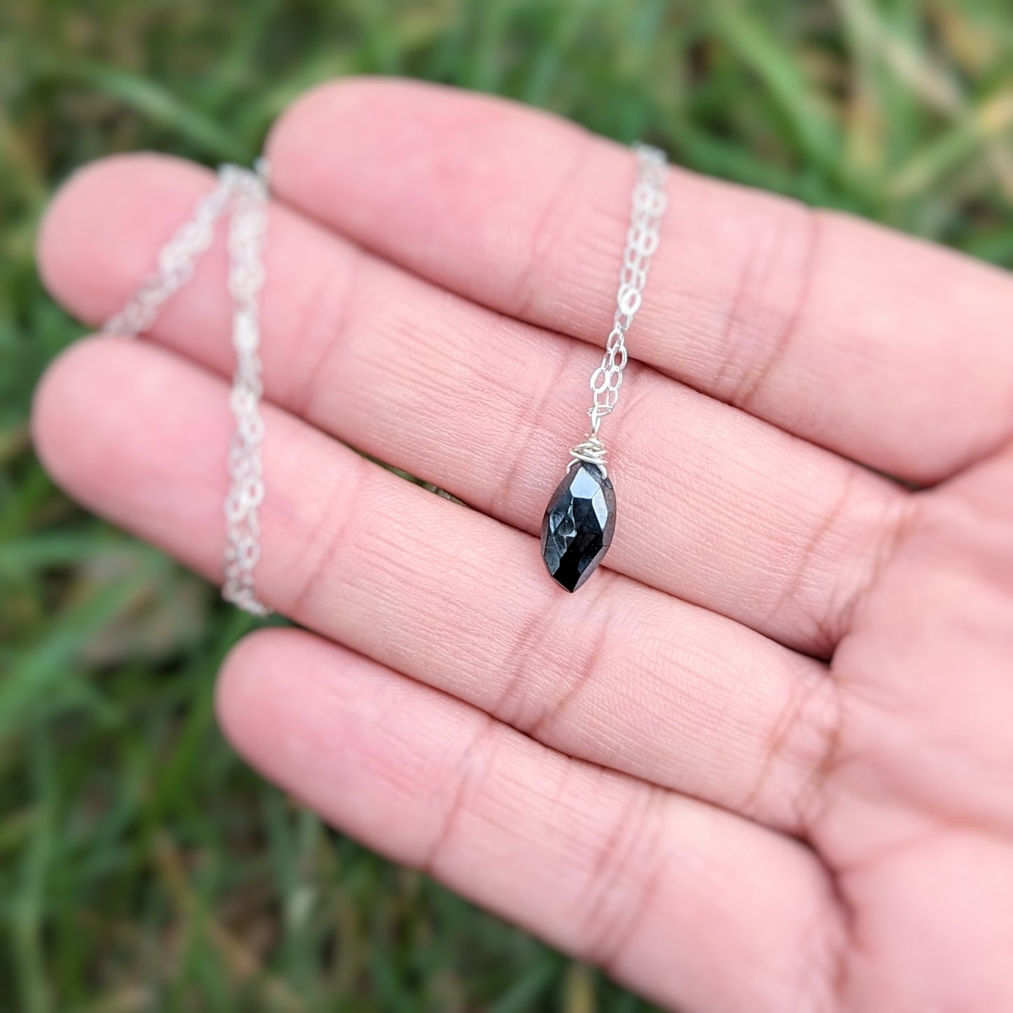 Dainty, faceted black Spinel necklace