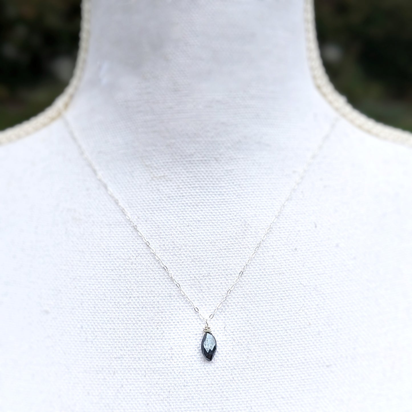 Dainty, faceted black Spinel necklace