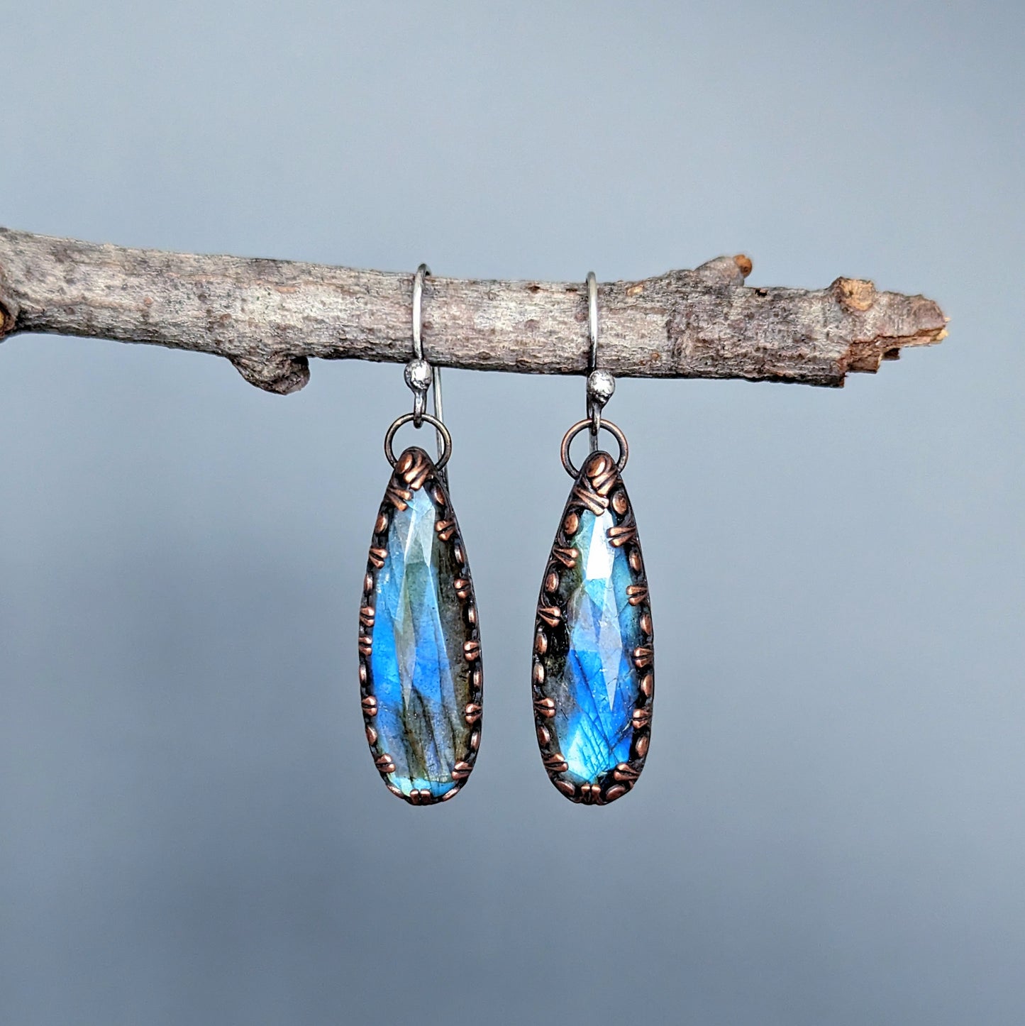 Faceted labradorite dangle earrings