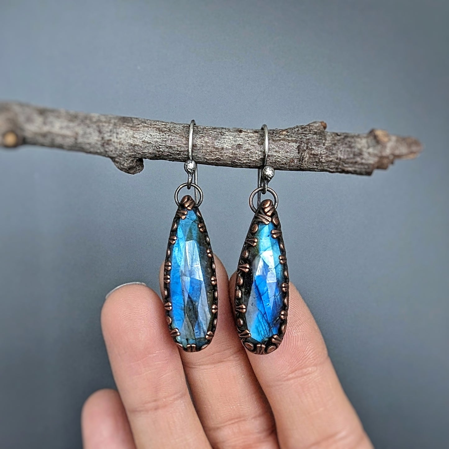 Faceted labradorite dangle earrings