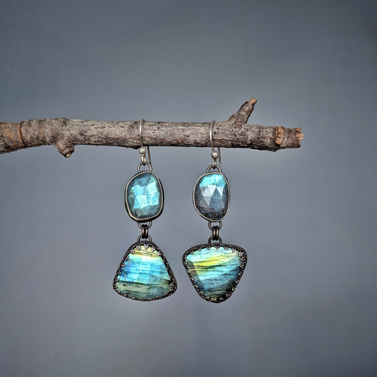 Faceted labradorite earrings