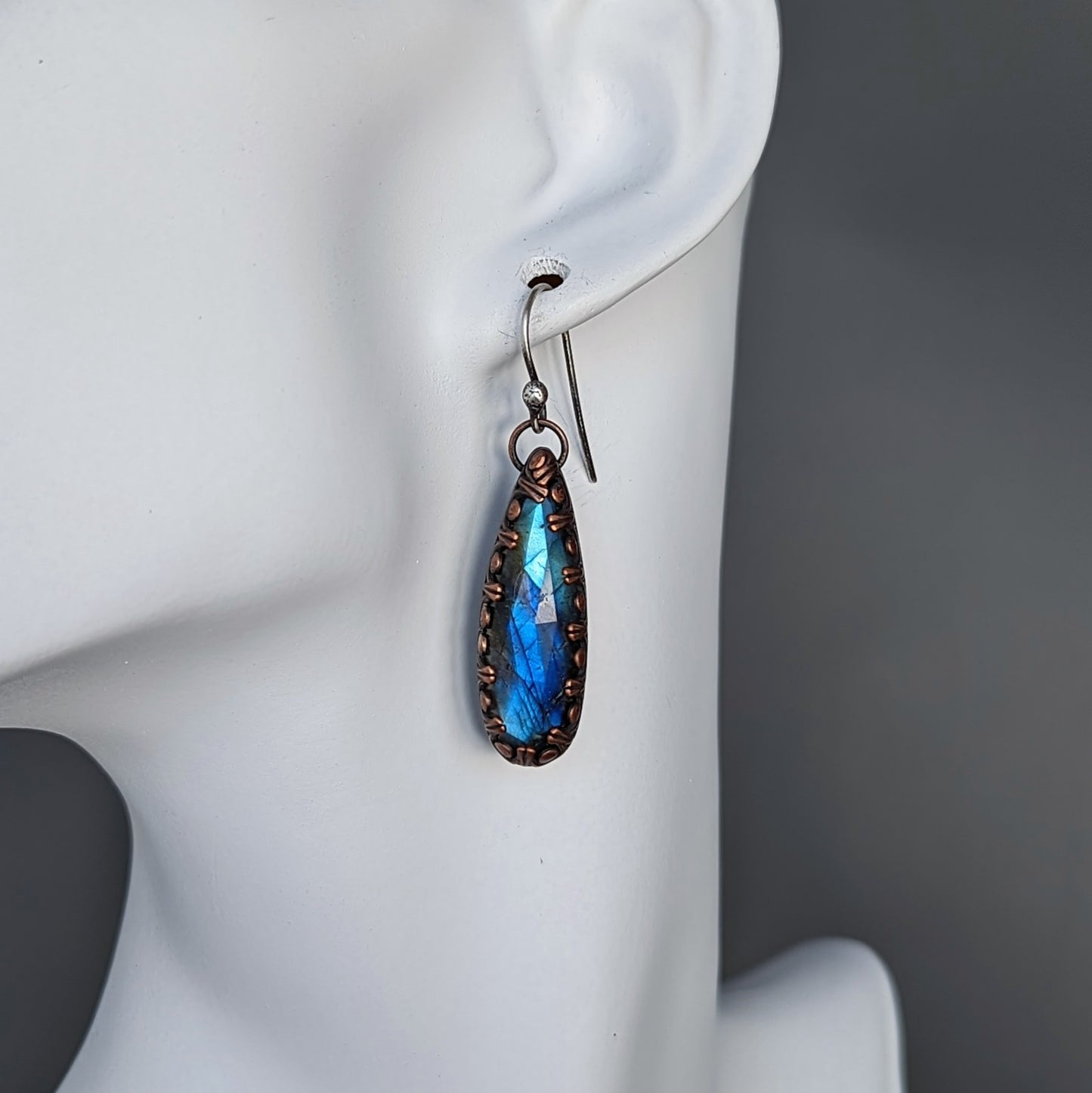 Faceted labradorite dangle earrings