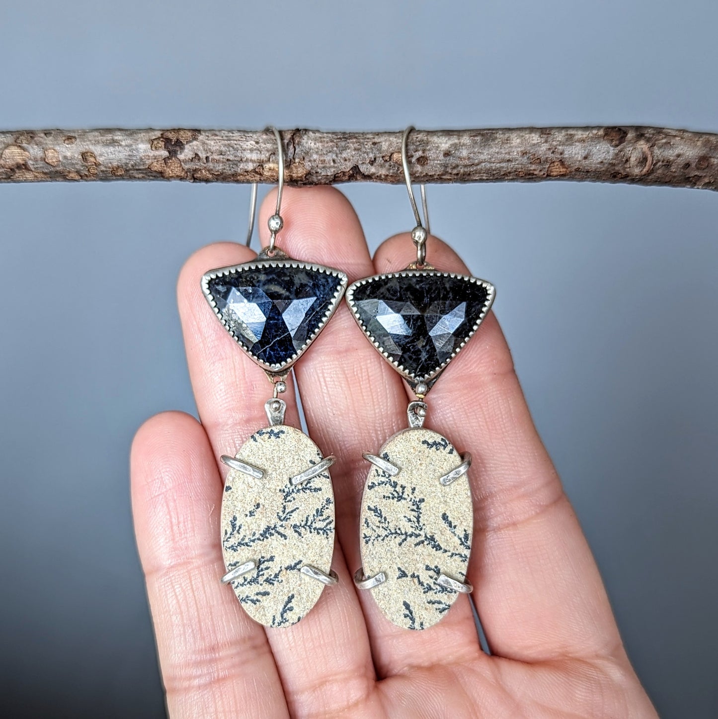 Artisan gemstone statement earrings