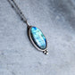 Floral Mixed Metal Flashy Aqua Labradorite Necklace