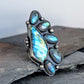 Faceted Labradorite Statement Ring- Sterling Silver Multi Stone Ring