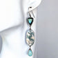 Horse Canyon Agate, Labradorite and Aqua Chalcedony Statement Earrings