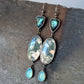 Horse Canyon Agate, Labradorite and Aqua Chalcedony Statement Earrings