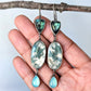 Horse Canyon Agate, Labradorite and Aqua Chalcedony Statement Earrings