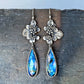 Faceted Blue Labradorite and Sterling Silver Succulent Statement Earrings