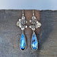 Faceted Blue Labradorite and Sterling Silver Succulent Statement Earrings