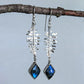 Hand-Sawn Sterling Silver Fern and Blue Labradorite Earrings