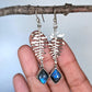 Hand-Sawn Sterling Silver Fern and Blue Labradorite Earrings