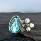 Labradorite and Solid Cast Sterling Silver Succulent Artisan Statement Ring