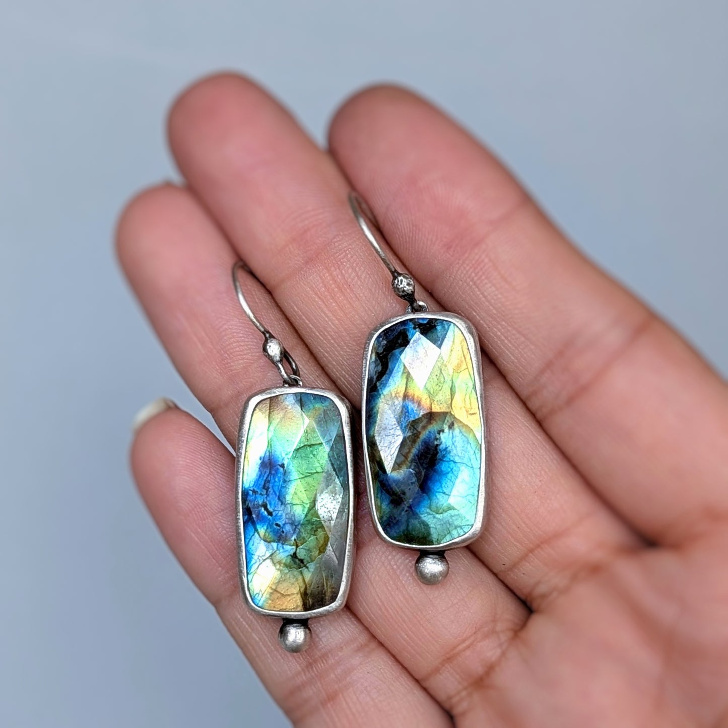 Labradorite Statement Earrings, #04