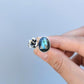 Gemmaflora Collection: Blue Labradorite and Succulent Sterling Silver Open Band Ring, adjustable sz 8-9
