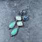 Fata Morgana: Sterling Silver and Gemstone Artisan Cascade Earrings with Labradorite, Chrysoprase, and Chalcedony