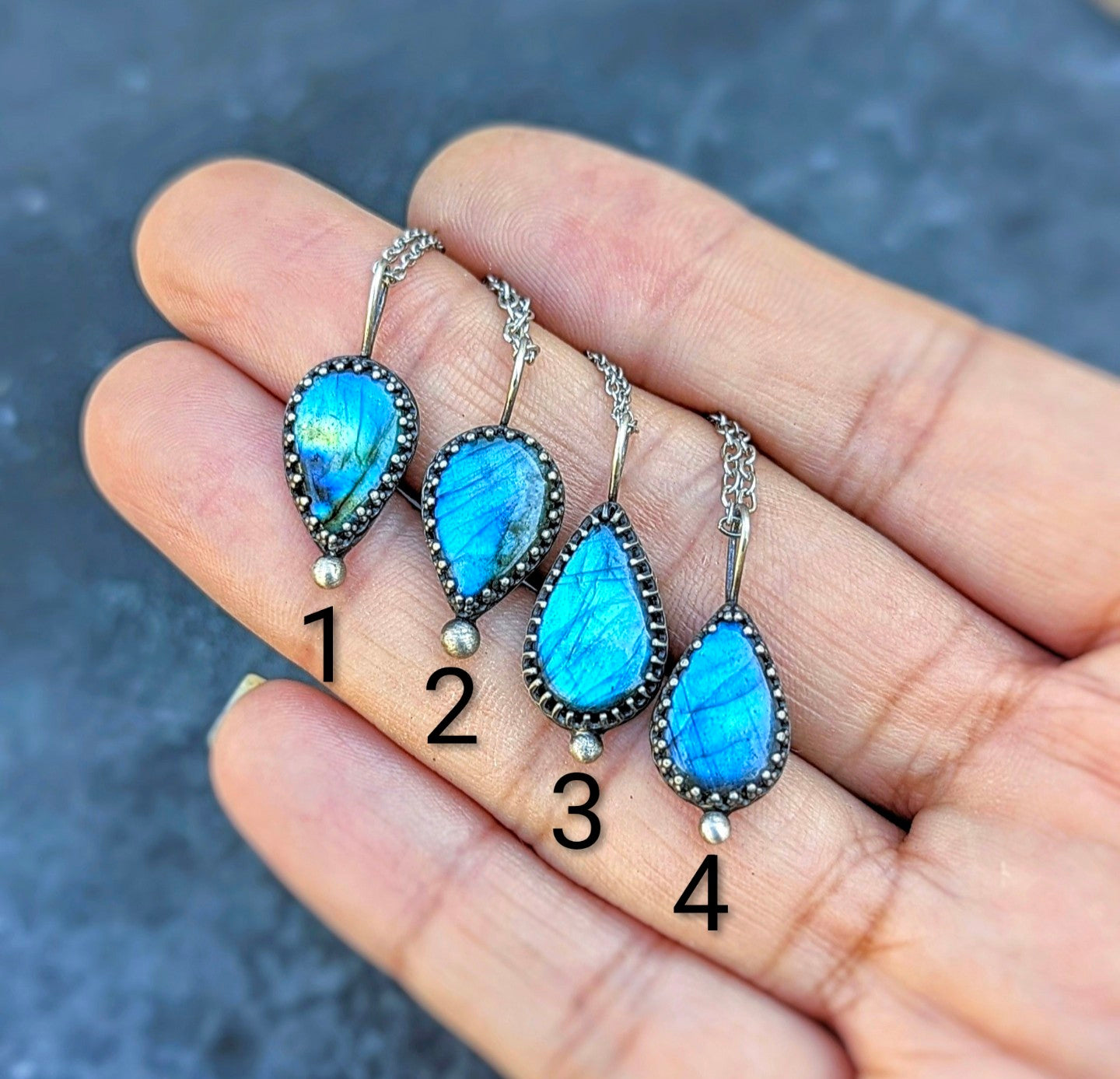 Petite Labradorite Droplet Necklace