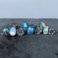 Gemmaflora Collection: Blue Kyanite and Succulent Sterling Silver Open Band Ring