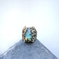Faceted labradorite and filigree statement ring, adjustable
