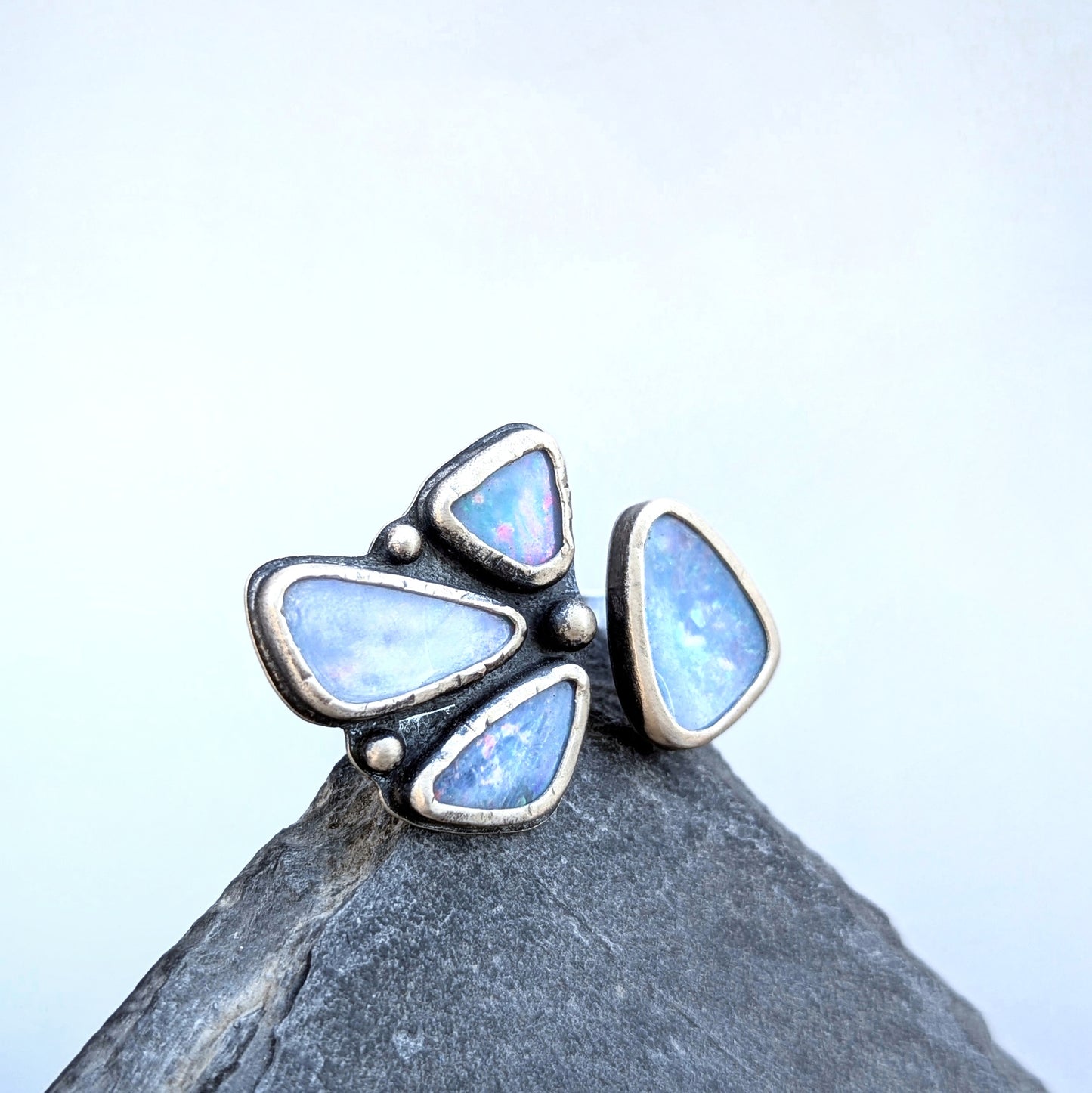 Solaris Australian Opal Open Band Ring, sz 8.5-9