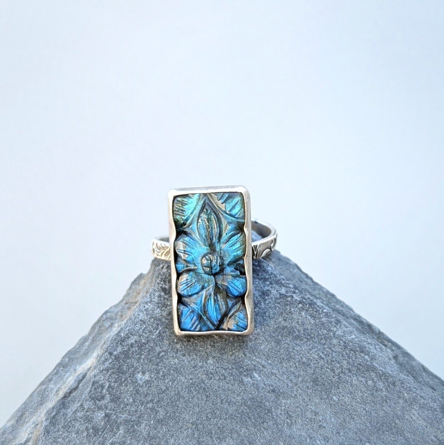 Petite Aurora Bloom Ring 1, adjustable sterling band