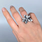 Florae Metallum: Cast Solid Sterling Silver Succulent Statement Ring #1, size 7.5
