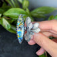 Gemmaflora Maxima: Rainbow Labradorite Sterling Silver Cast Succulent Artisan Statement Ring