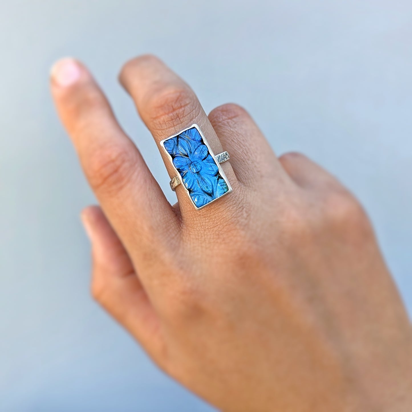 Petite Aurora Bloom Ring 1, adjustable sterling band