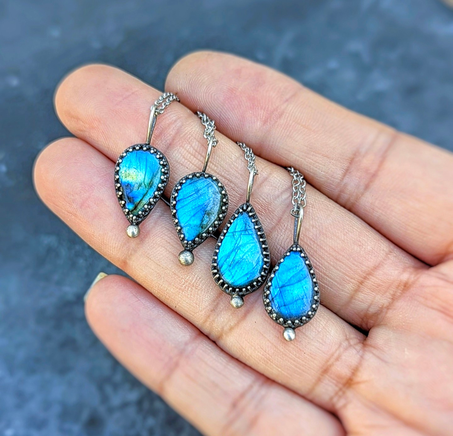 Petite Labradorite Droplet Necklace