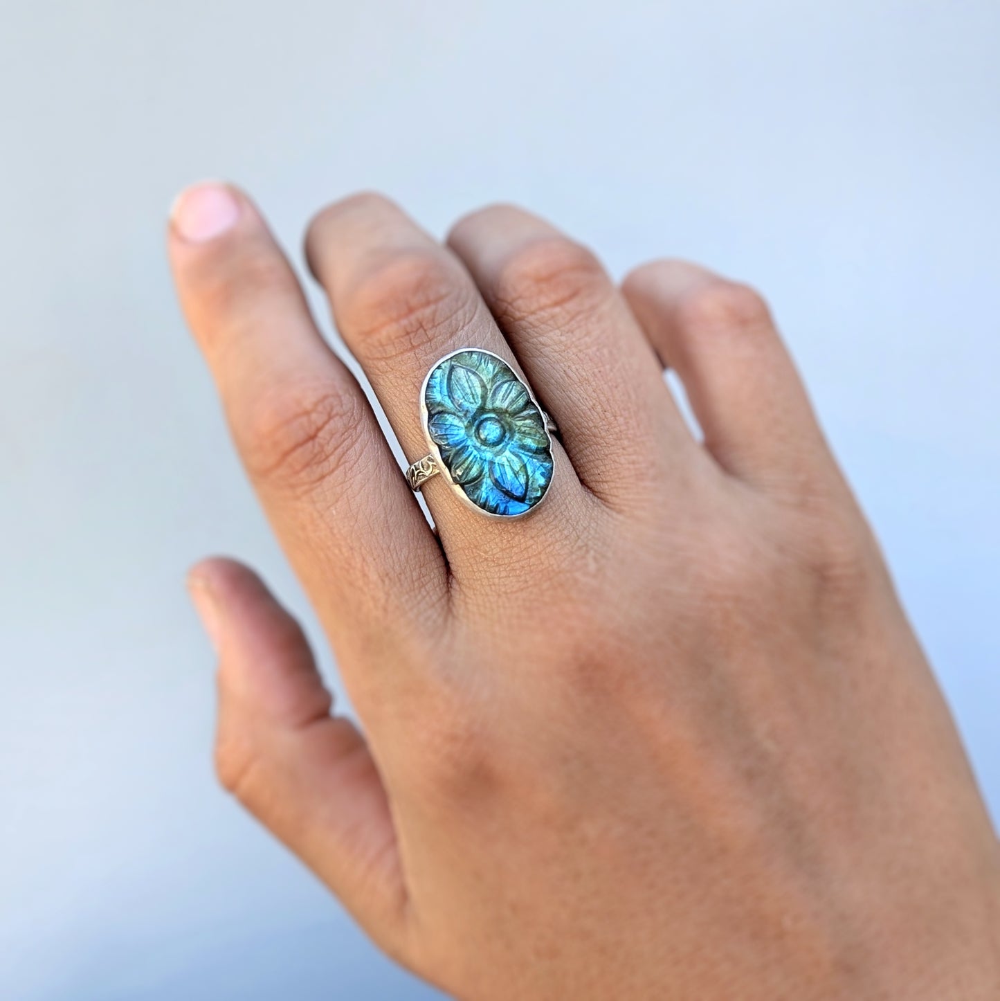 Petite Aurora Bloom Ring 3, adjustable sterling band