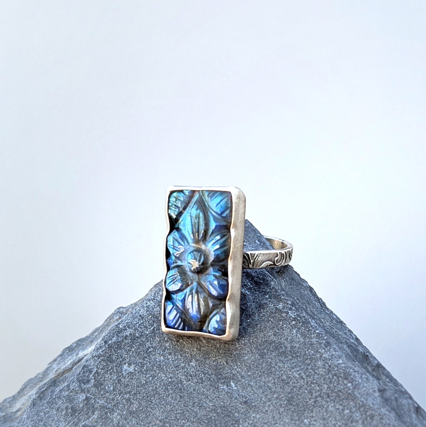 Petite Aurora Bloom Ring 1, adjustable sterling band