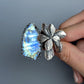 Gemmaflora Maxima: Rough Blue Moonstone Sterling Silver Cast Succulent Artisan Statement Ring