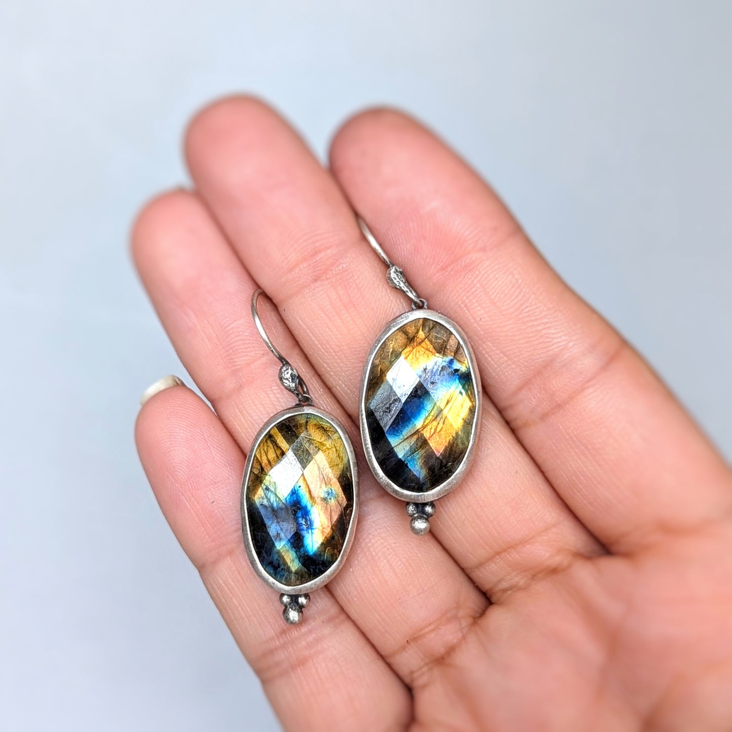 Labradorite Statement Earrings, #01