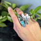 Gemmaflora Maxima: Rainbow Labradorite Sterling Silver Cast Succulent Artisan Statement Ring