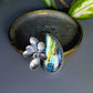 Gemmaflora Maxima: Rainbow Labradorite Sterling Silver Succulent Artisan Ring