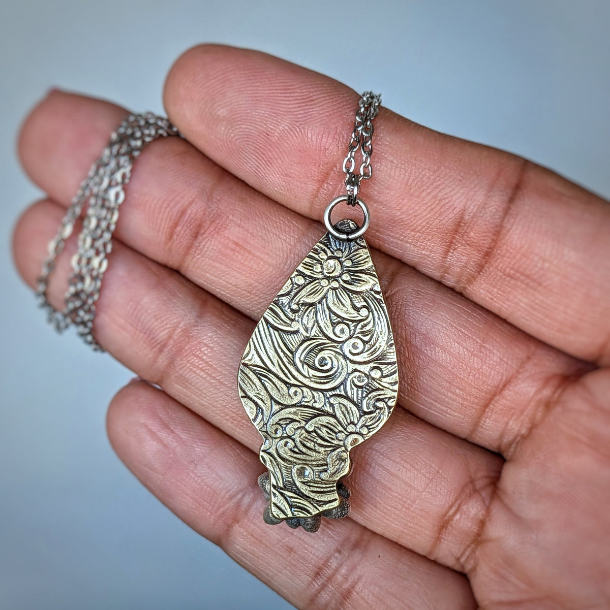 Labradorite and Succulent Bouquet Necklace- Botanical Pendant