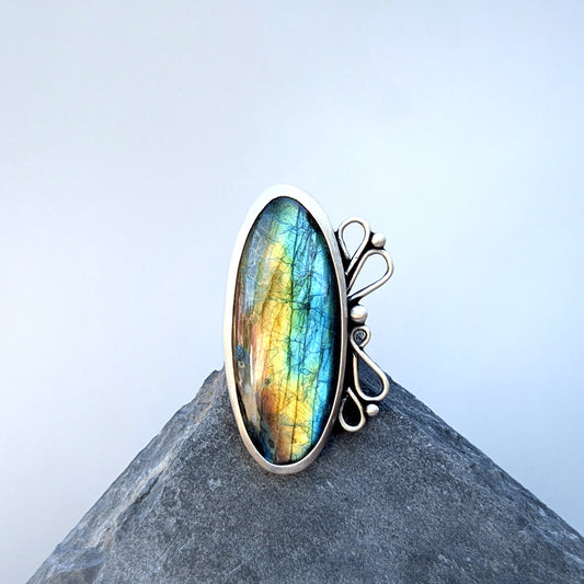 Flourish Labradorite Statement Ring