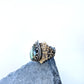 Faceted labradorite and filigree statement ring, adjustable
