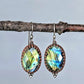 Faceted Labradorite and Copper Filigree Earrings- Sterling Silver Ear Wires