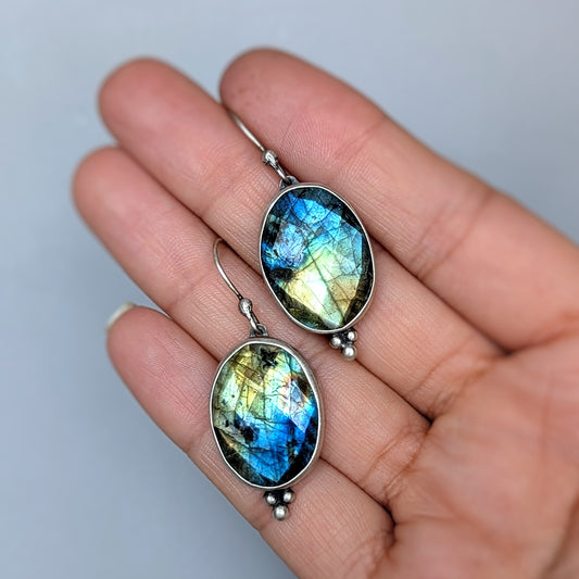 Labradorite Statement Earrings, #06