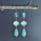Fata Morgana: Sterling Silver and Gemstone Artisan Cascade Earrings with Labradorite, Chrysoprase, and Chalcedony