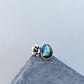 Gemmaflora Collection: Blue Labradorite and Succulent Sterling Silver Open Band Ring, adjustable sz 8-9