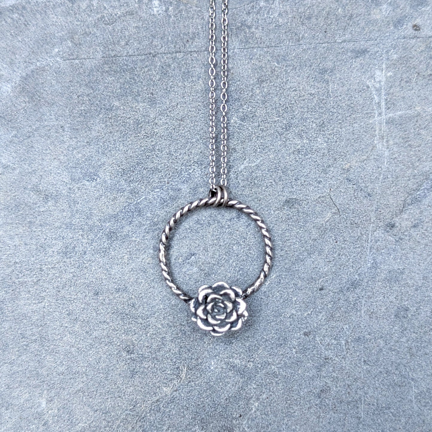 Florae Metallum: Cast Solid Sterling Silver Succulent Necklace