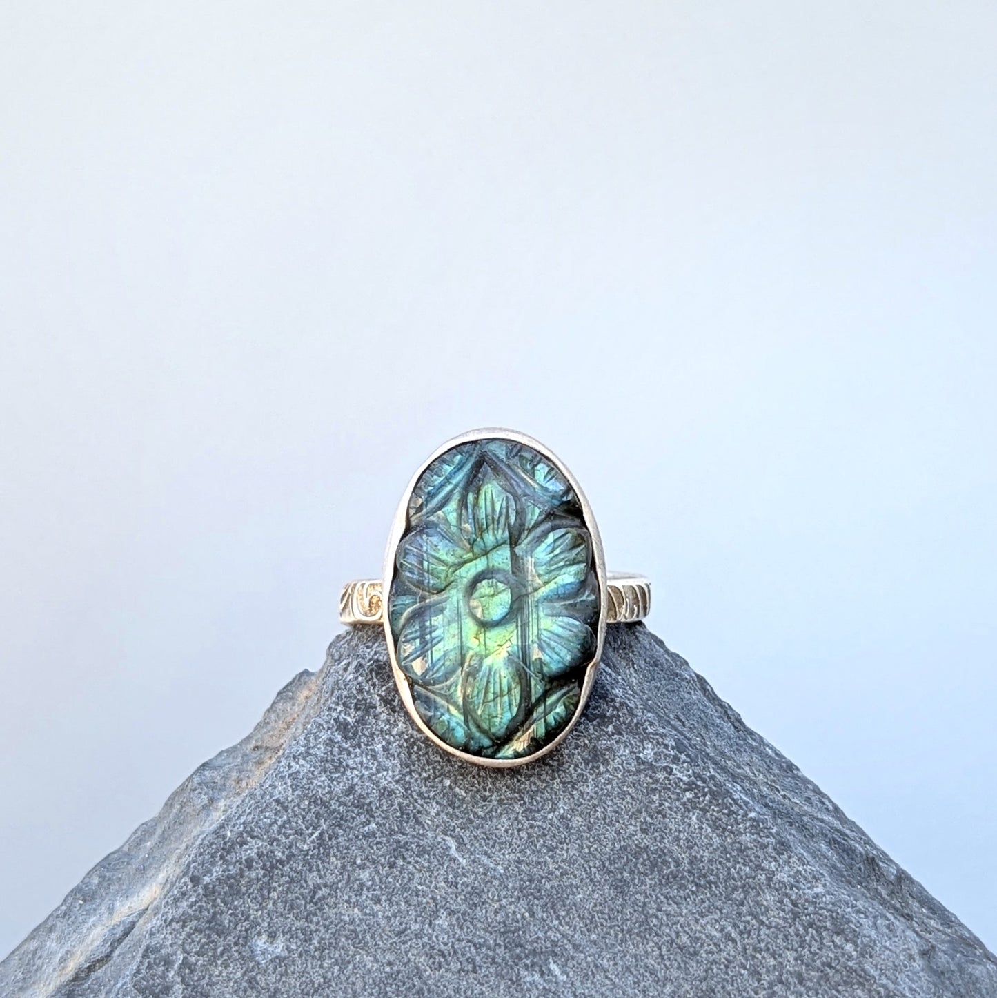 Petite Aurora Bloom Ring 2, adjustable sterling band