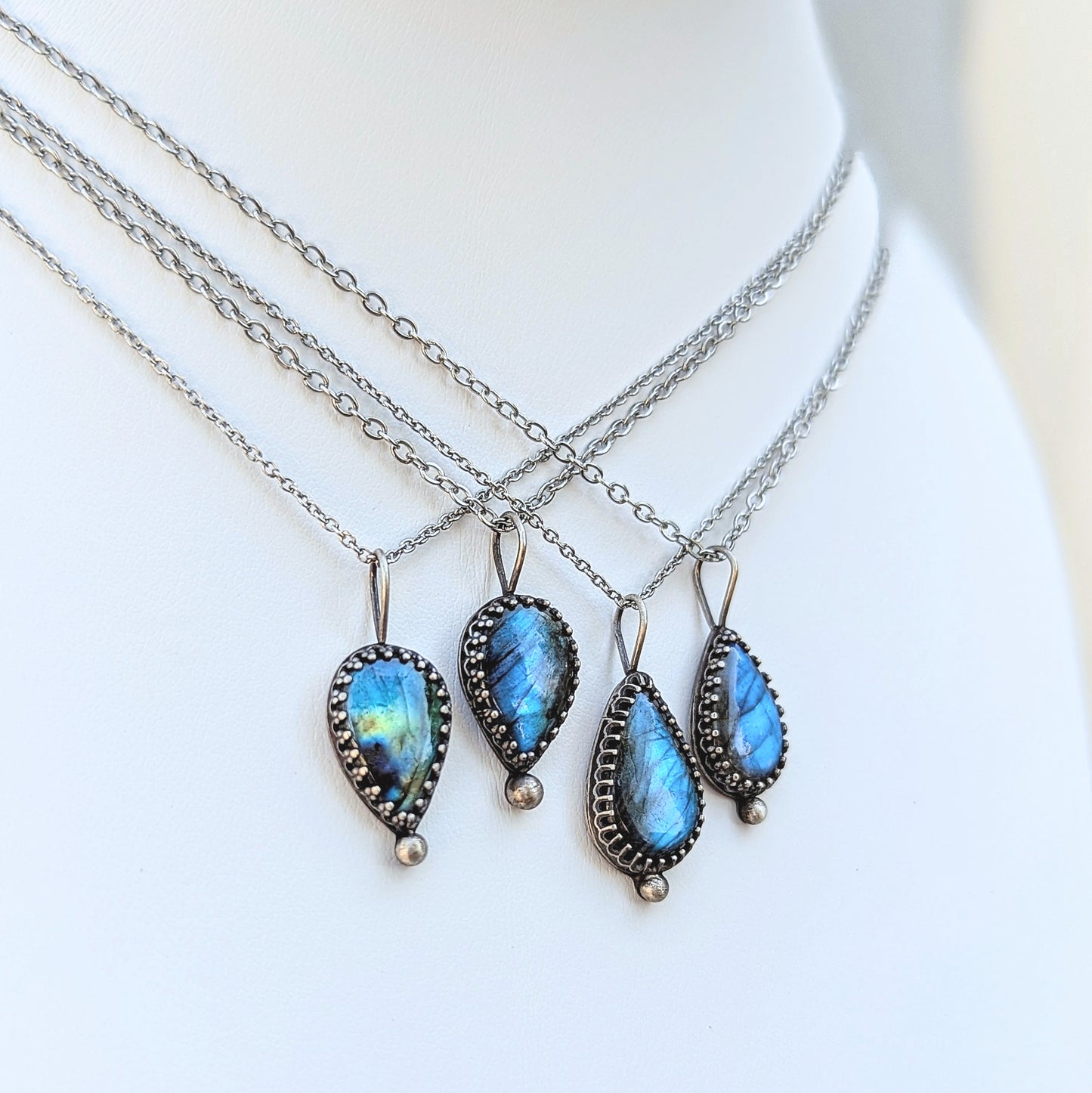 Petite Labradorite Droplet Necklace