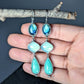 Fata Morgana: Sterling Silver and Gemstone Artisan Cascade Earrings with Labradorite, Chrysoprase, and Chalcedony