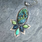 Verdant Reverie: Carved Labradorite, Kyanite, and Chrysoprase Botanical Statement Necklace in Sterling Silver