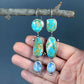 Bijoux Ensemble: One of a Kind Royston Turquoise and Blue Moonstone Artisan Cascade Earrings